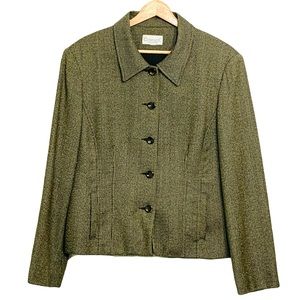 Conrad C Collection Vintage Brown and Black Wool 5 Button Blazer Jacket Size 14